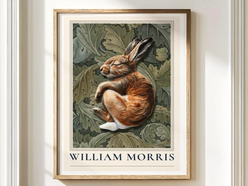 William Morris Hare Wall Art Print, Woodland Rabbit Poster, Cottagecore ...