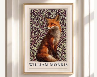William Morris Fox Wall Art, Woodland Animal Print, Cottagecore Decor, Heritage Poster