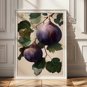 Fig Poster Kitchen Wall Art – Dark Botanical Fruit Print – Moody Fig Artwork – Mediterranean Dining Room or Farmhouse Decor