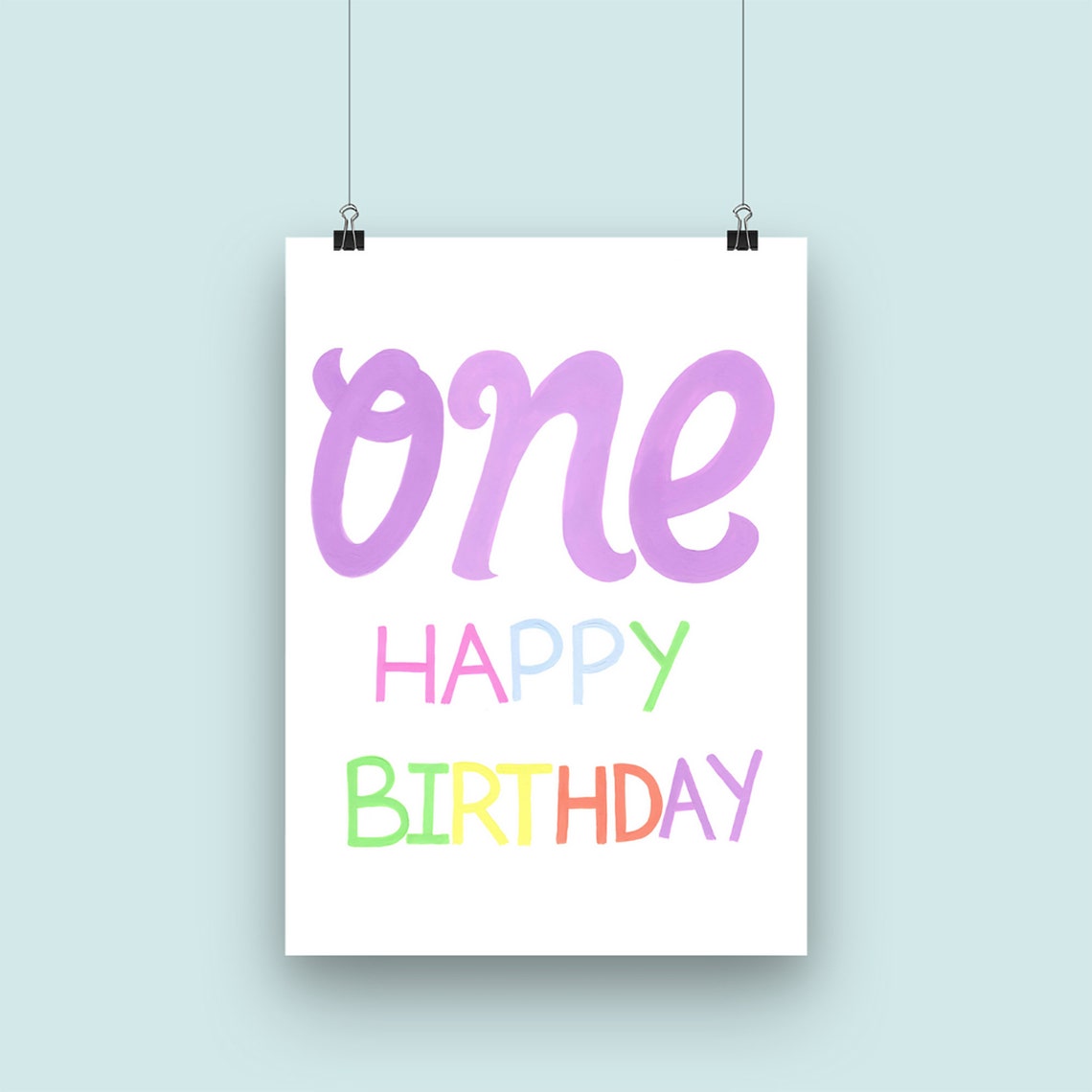 One Happy Birthday Poster Birthday Wall Art Printable Etsy