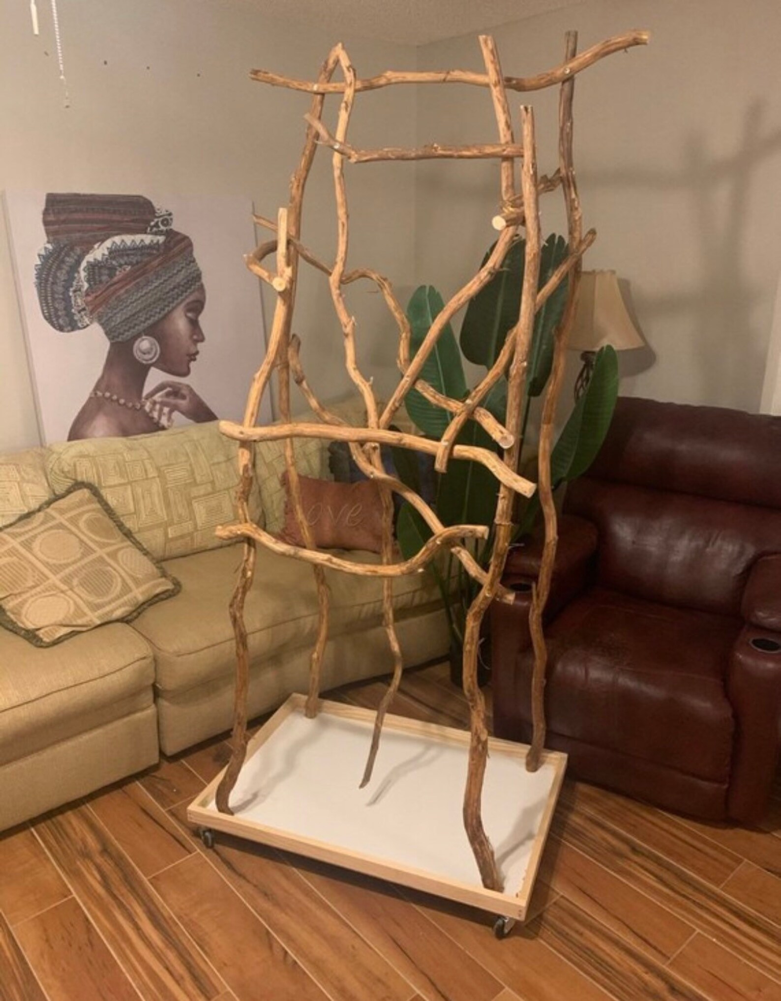 Medium Parrot Stand Custom Natural Wood Bird Perches Etsy