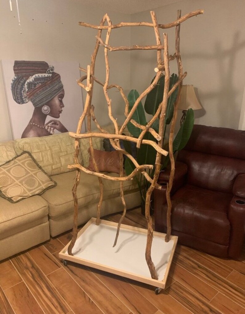 Medium Parrot Stand Custom Natural Wood Bird Perches Etsy