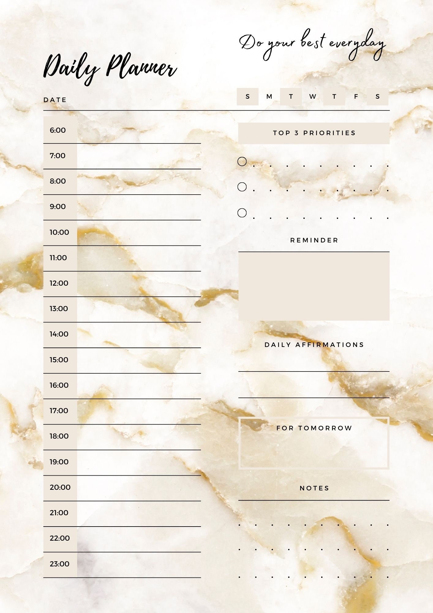 Printable Daily Planner A4 Format - Etsy