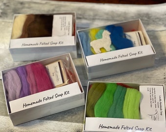 Homemade Felted Soap Kit with Handmade Bar of Soap, DIY Kit, Great for Gifts, Fun Craft for Kids