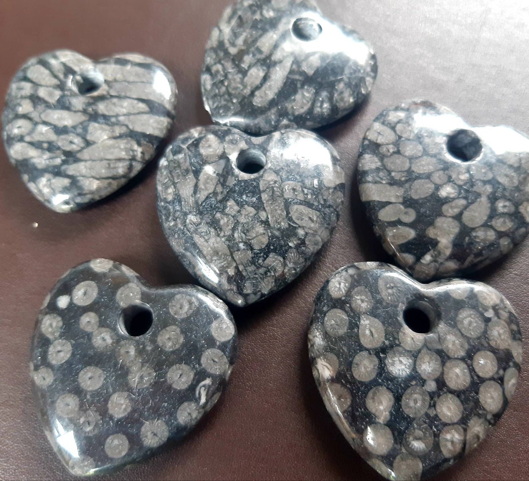 Kilkenny Marble Heart Charm for Pendant. Fossil Coral Limestone. Ideal