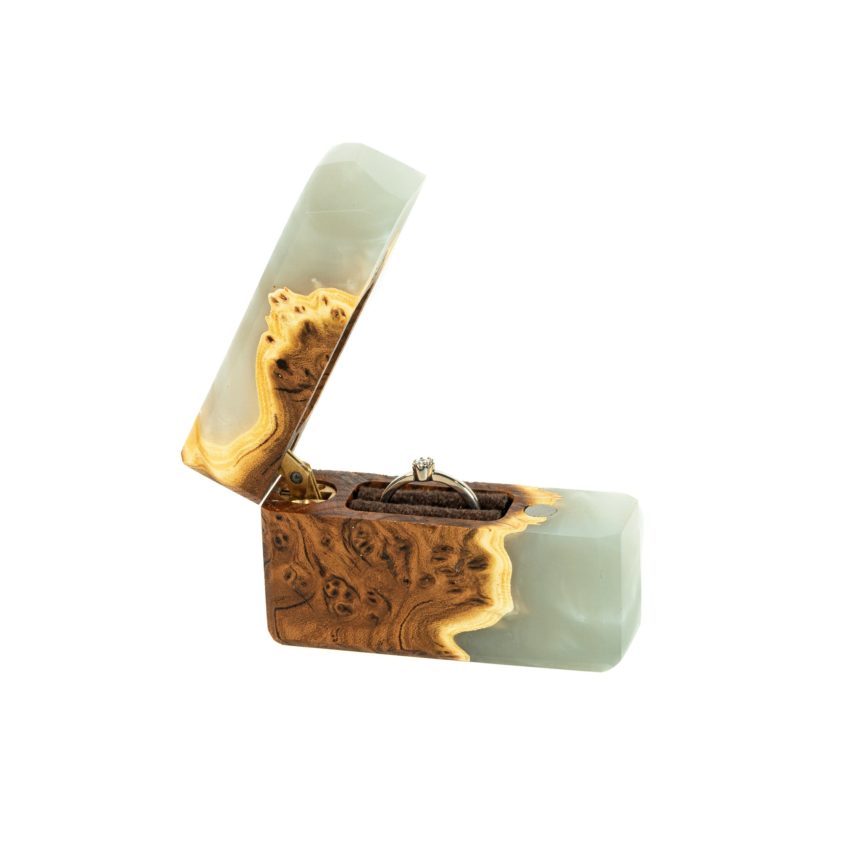 FLASH Platinum Epoxy Resin & Wood Engagement Ring Box. Etsy
