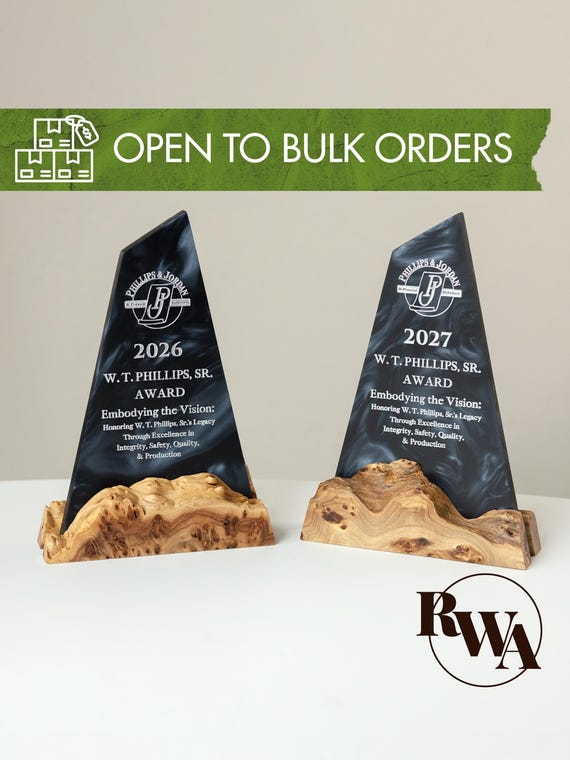 APEX – Custom Modern Award Plaque - Personalised Epoxy & Wood Trophy corporate gifts. Engraved retirement plaque as police gift