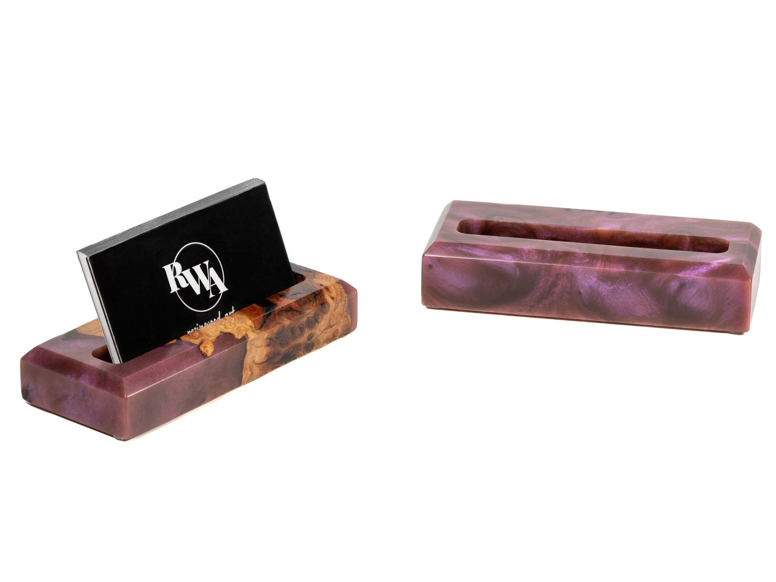 ORIGINAL cute Business Card Holder for Desk of Resin & Wood. Etsy