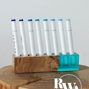 ELEMENT – Custom Drawer Organizer for pen, pencil, markers. Resin & Wood Marker Organizeras as gift for painter