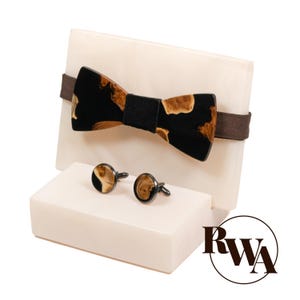 GALLANT – Ensemble de nœud papillon et de boutons de manchette en résine et bois. Boutons de manchette de mariage Cadeau mari de la femme. Cadeau fête des pères, cadeau grand-père personnalisé