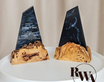 APEX – Custom Award Plaque – customized award trophy made epoxy resin and wood as appreciation gift