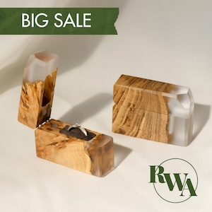 FLASH: op maat gemaakte verlovingsringdoos. Houten voorstelringdoos met epoxyhars. Handgemaakte ringendoos als sentimenteel cadeau voor haar