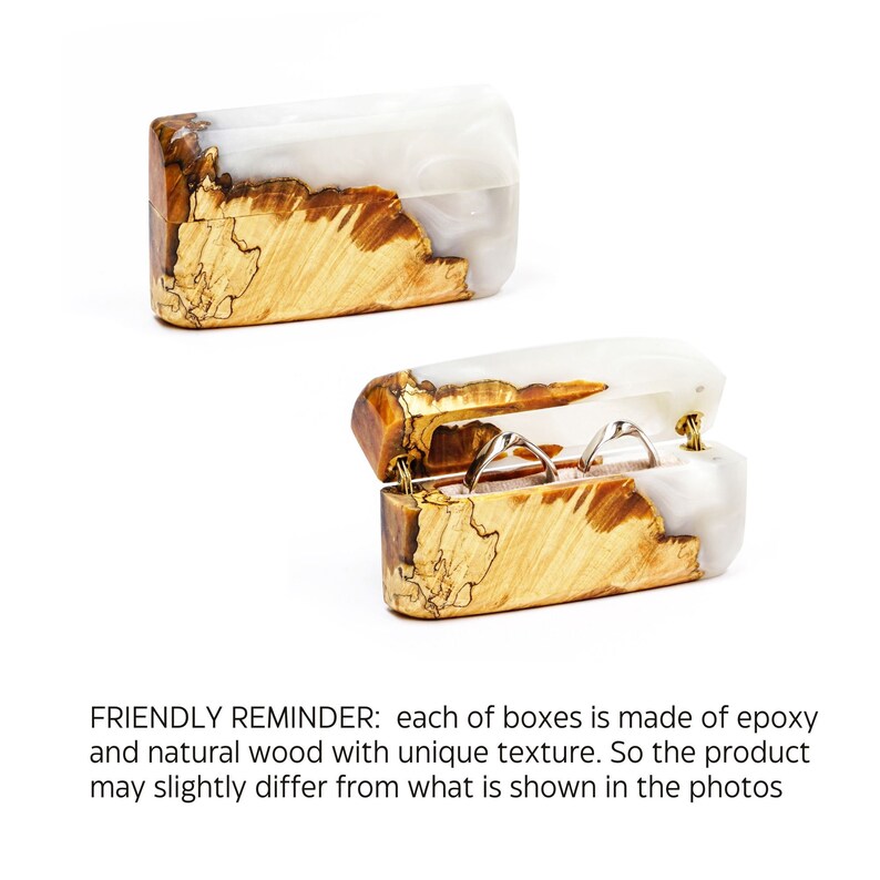 FLASH wedding Ring Box of Pearl Resin and Wood. Luxury Etsy