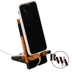 SMART – Engraved Epoxy & Wood Phone Holder as teacher desk decor. Custom phone stand for desk as teacher Christmas gifts bulk