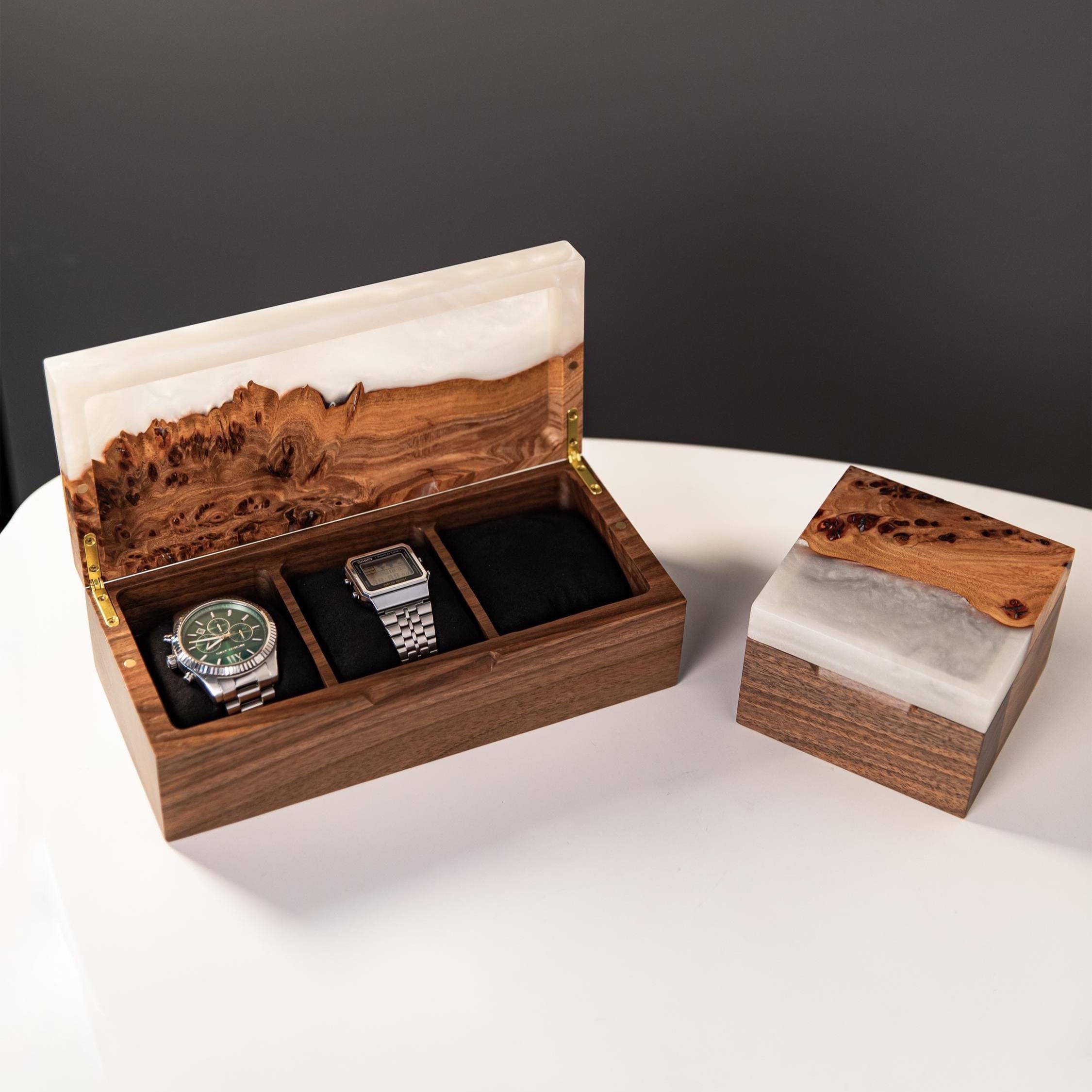 TEMPO – Personalized Watch Box for Men Anniversary Gift. Epoxy