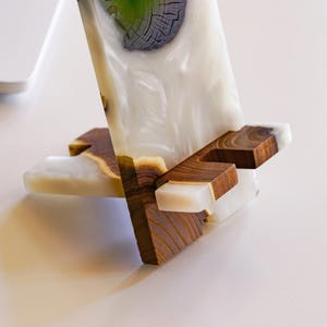 SMART – Engraved Epoxy & Wood Phone Holder as desk decor. Custom phone stand for desk coworker gift ideas image 16