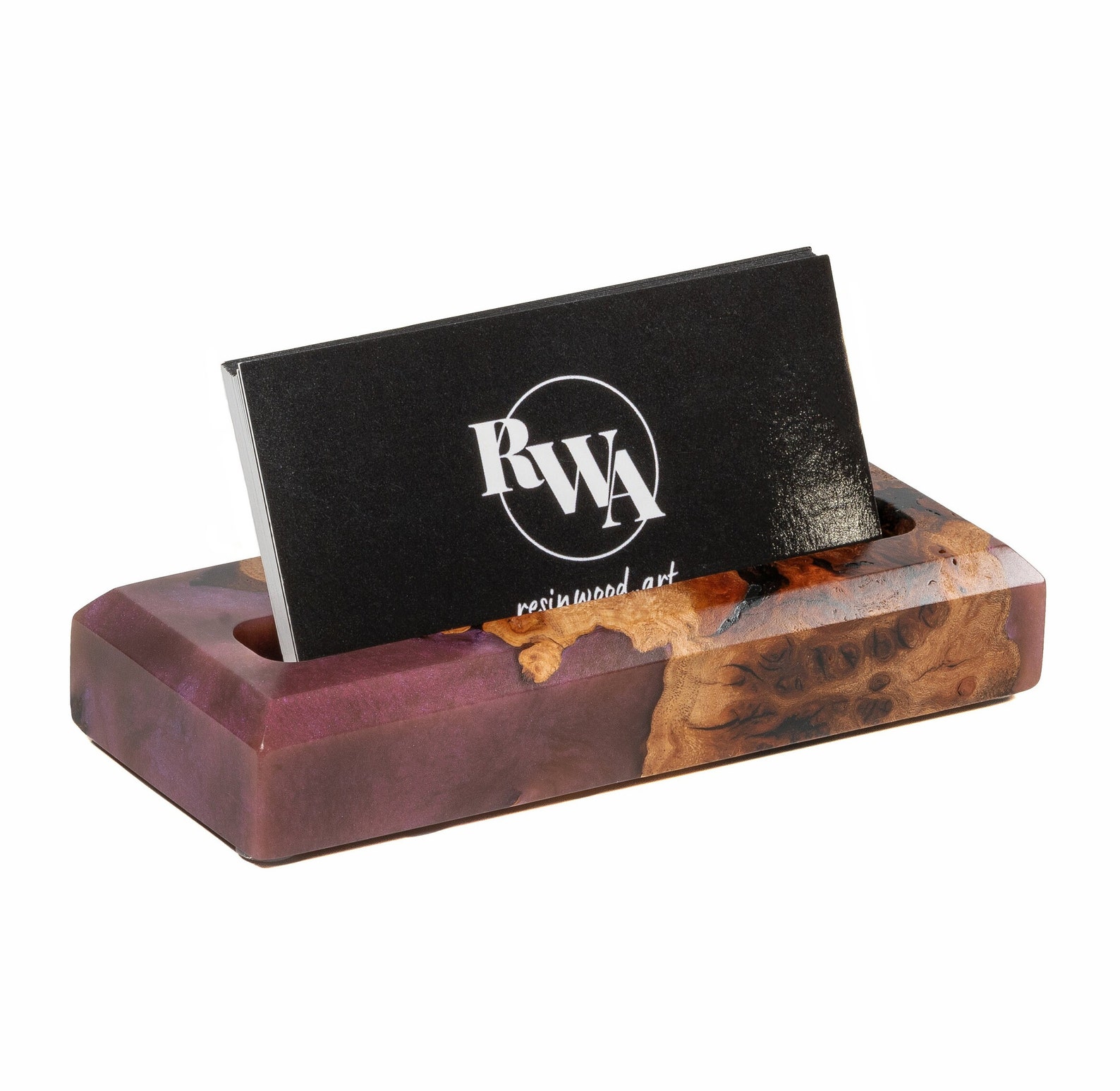 ORIGINAL cute Business Card Holder for Desk of Resin & Wood. Etsy