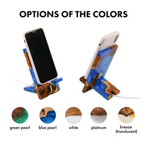 SMART – Engraved Epoxy & Wood Phone Holder as desk decor. Custom phone stand for desk coworker gift ideas image 5