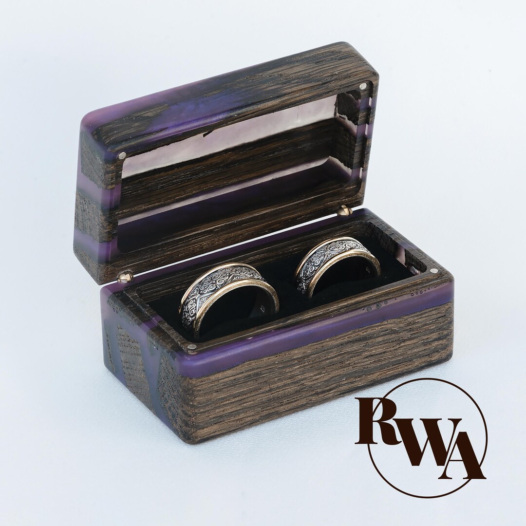 Wedding Rig Box MUSE – wedding Ring Box for Ceremony From Resin & Wood. Unique Double ...