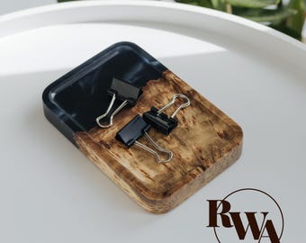 ELEMENT – Epoxy & Wood Catchall Tray as coworker gift ideas. Custom Resin Tray as gifts for lawyers