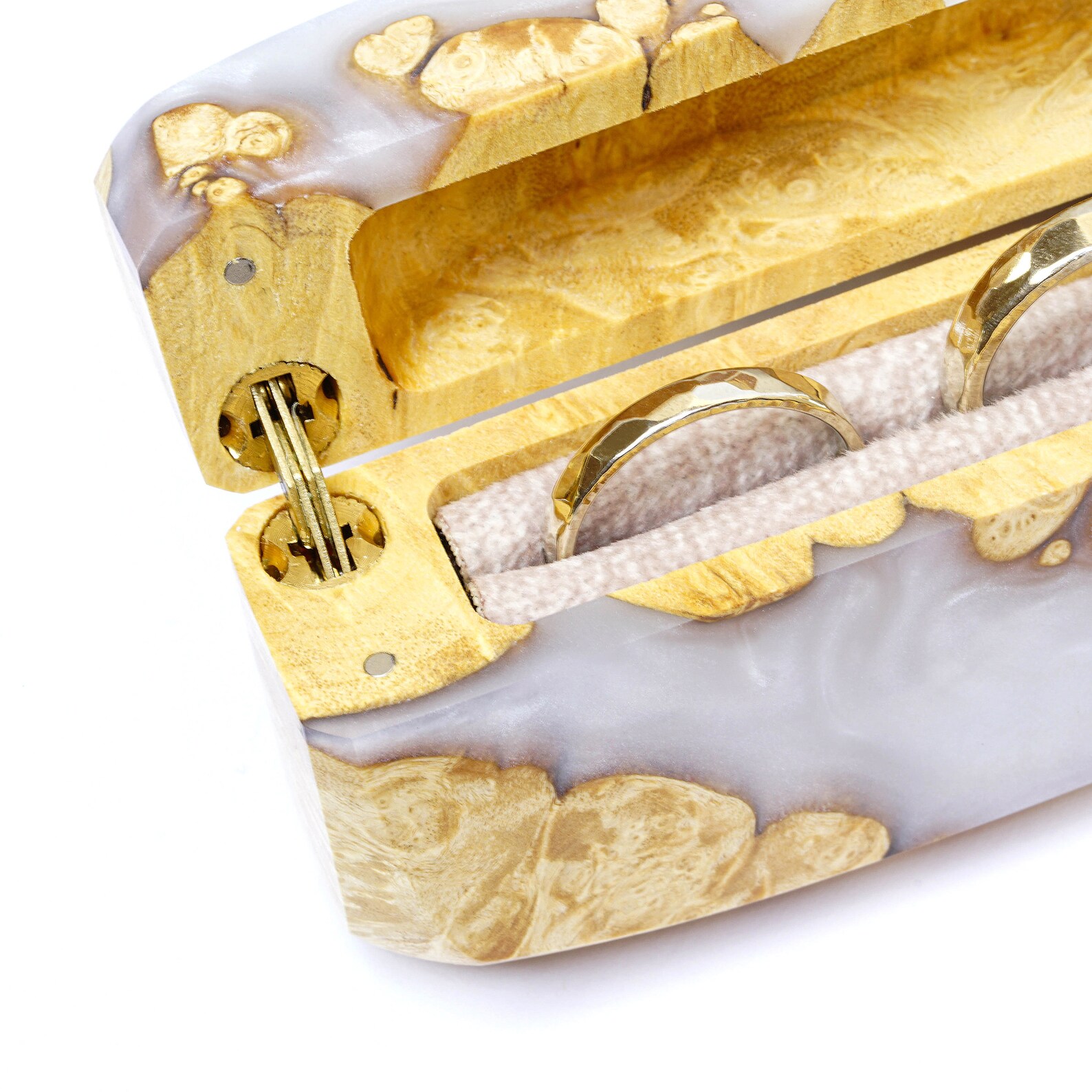 FLASH wedding Ring Box of Pearl Resin and Wood. Luxury Etsy