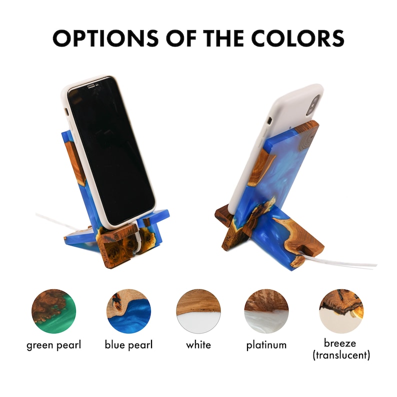 SMART - Holz Handy-Halter für die Geschenke der Arbeit von zu Hause aus. Epoxidharz Handyständer als Geschenk zum neuen Job Bild 7