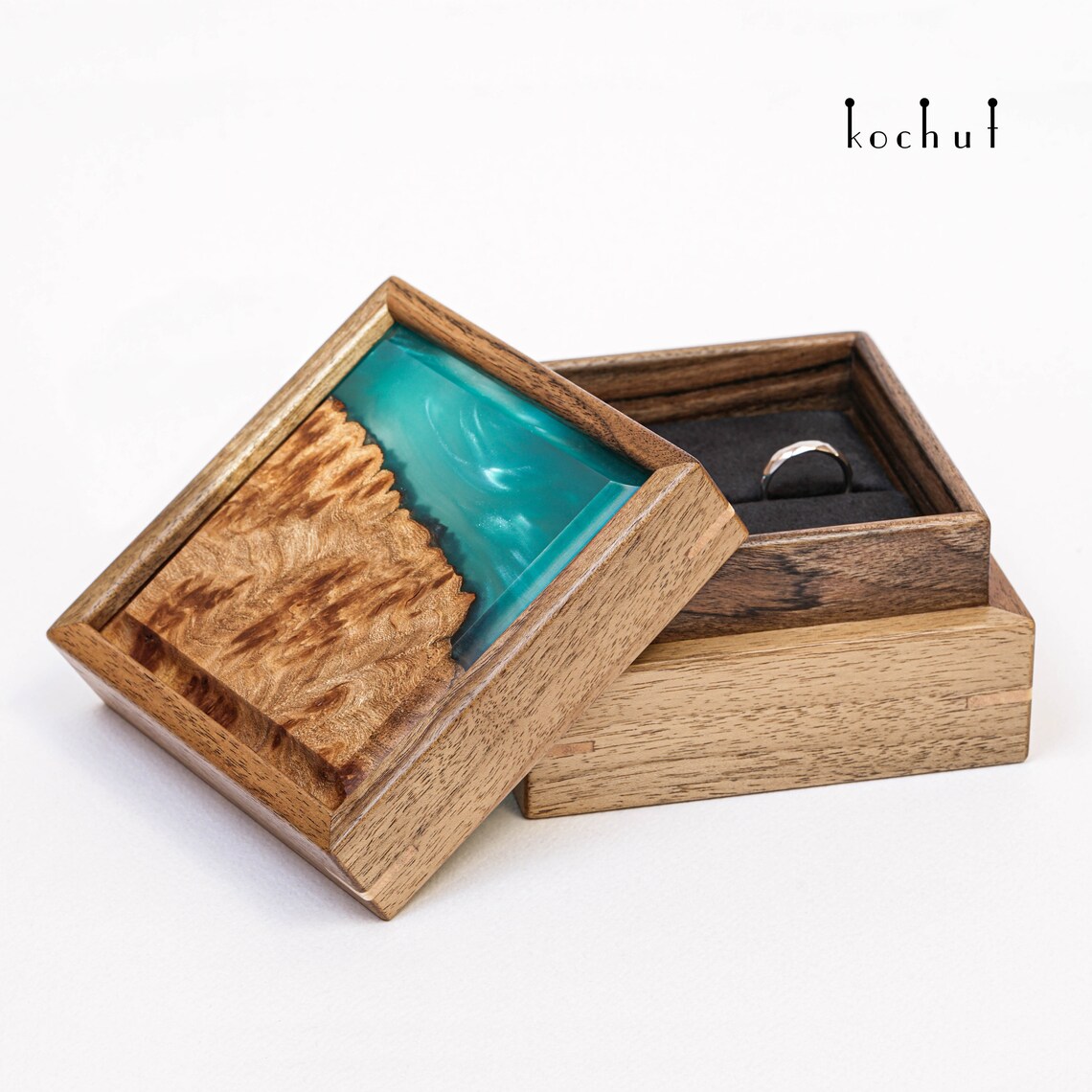 Epoxy resin wood Wedding rings box Resin Jewelry box Handmade Etsy