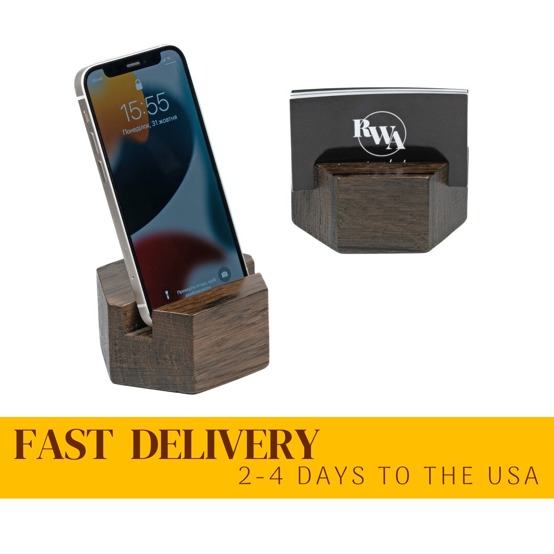 Hexagon Black Business Card Holder for Desk Made of 1150 Years Bog Oak