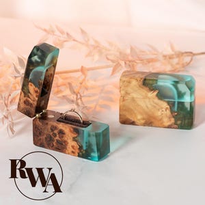 FLASH – Resin Proposal Ring Box. Wooden Engagement Ring Box romantic gift for her