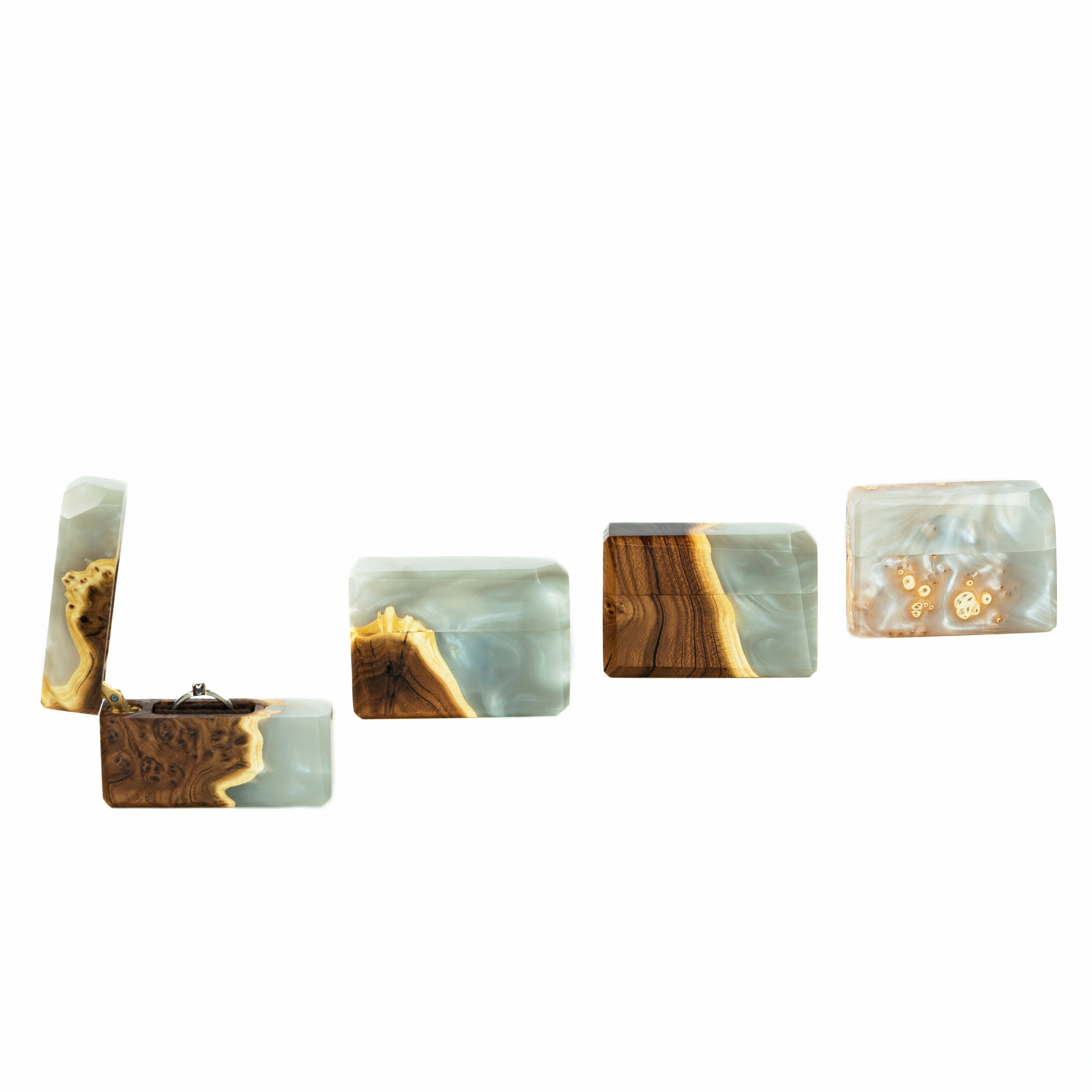 FLASH Platinum Epoxy Resin & Wood Engagement Ring Box. Etsy