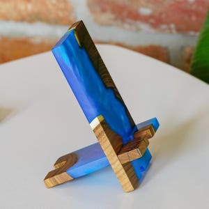 SMART – Engraved Epoxy & Wood Phone Holder as desk decor. Custom phone stand for desk coworker gift ideas image 13