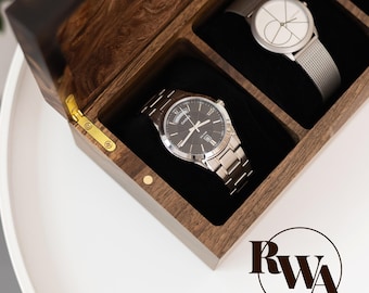 TEMPO – Handmade Watch Box from Brown Epoxy & Wood. Watch organizer for men as unique lawyer gift. Best gift for boss