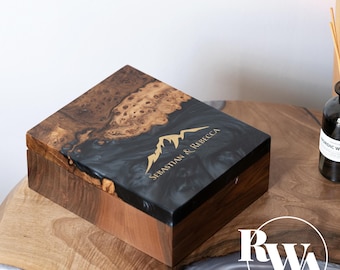 TEMPO – Luxury Watch Box for men from Epoxy & Wood. Custom holder for watches as unique fathers day gift from wife