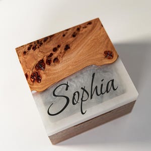 TEMPO – Wood Watch Display Case with Epoxy anniversary gift for her. Custom 3 watch box as romantic gift for wife image 5