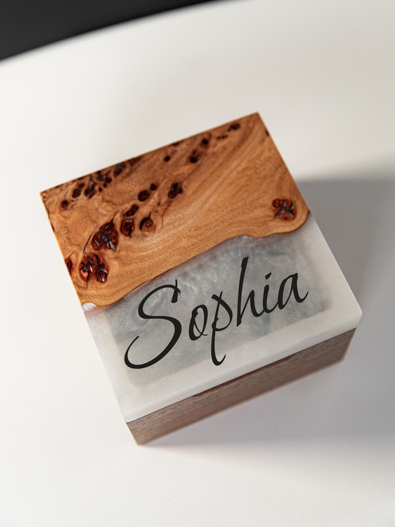 TEMPO – Wood Watch Display Case with Epoxy anniversary gift for her. Custom 3 watch box as romantic gift for wife image 5