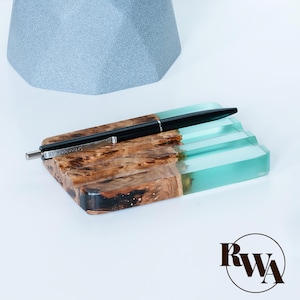 ELEMENT – Resin & Wood Pen Tray gifts for lawyers. Custom Epoxy Pan Holder coworker gift ideas