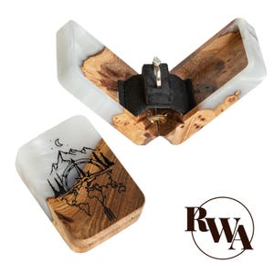 FLIP – Die personalisierte Verlobungsring Box. Ringkästchen aus Holz mit einzigartiger Gravur. Harz Epoxy Antragsbox für Versprechen Ring für Sie