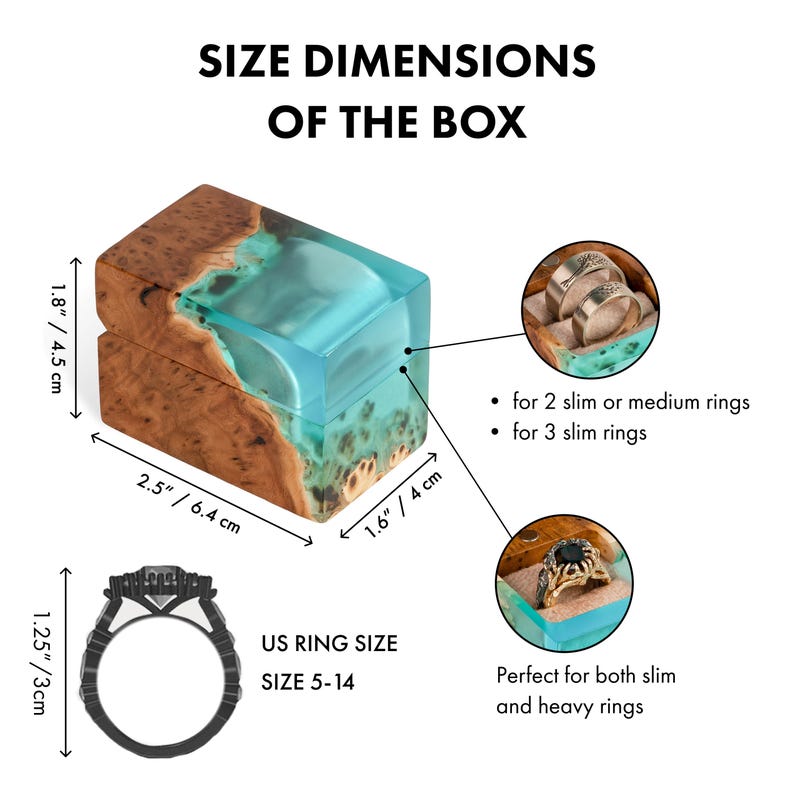 CHORD – Op maat gemaakt dubbel ringdoosje voor de huwelijksceremonie, vervaardigd uit hout en rode epoxy. Handgemaakt, gepersonaliseerd ringdoosje als kerstcadeau voor het paar. afbeelding 7