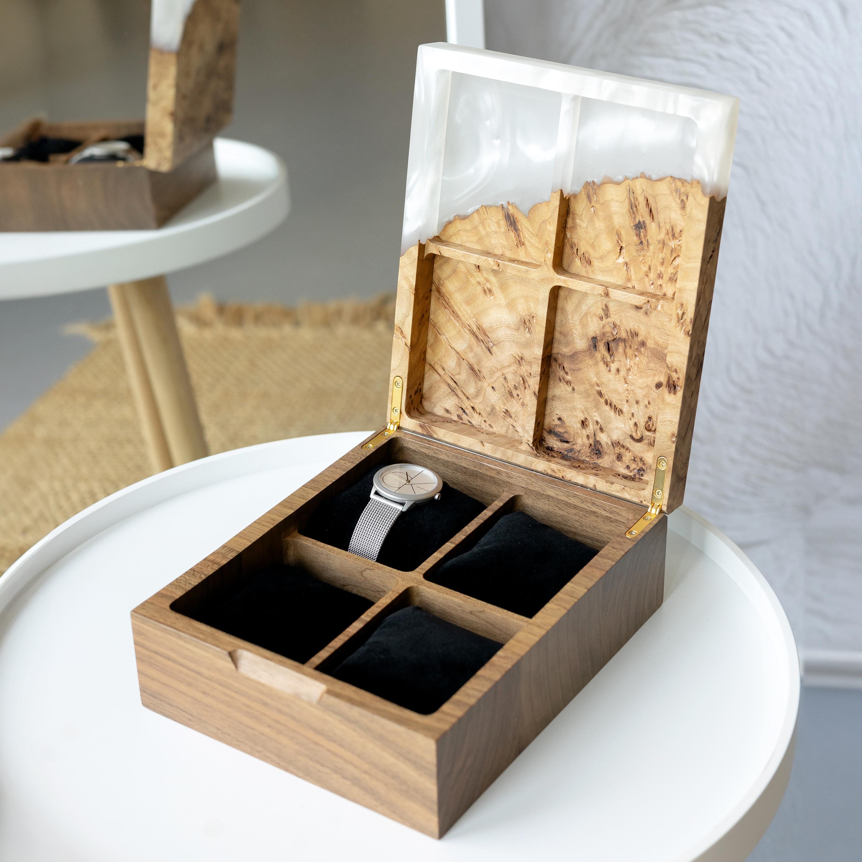 TEMPO – Wooden Mens Single Watch Box With Resin Fathers Day Gift