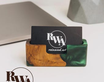 SMART - Porte-cartes de visite en bois cadeau pour avocat. Présentoir à cartes gravé comme idée cadeau pour un collègue, cadeau pour un nouvel emploi
