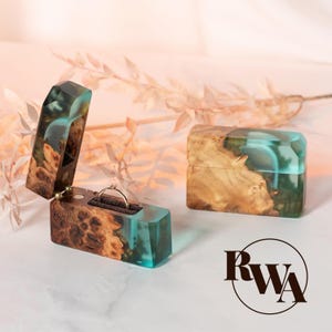 FLASH – Resin Aquamarine Proposal Box. Wooden engagement ring box. Luxury ring box as wedding favors