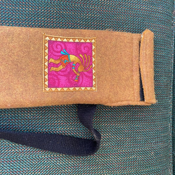 Native American Copper Color Felt Flute Carrying Bag  26" x 4 1/2"