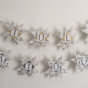 Notas musicales Felicitaciones / Cumpleaños / Aniversario / Jubilación guirnalda de pancarta de estrella de papel grande