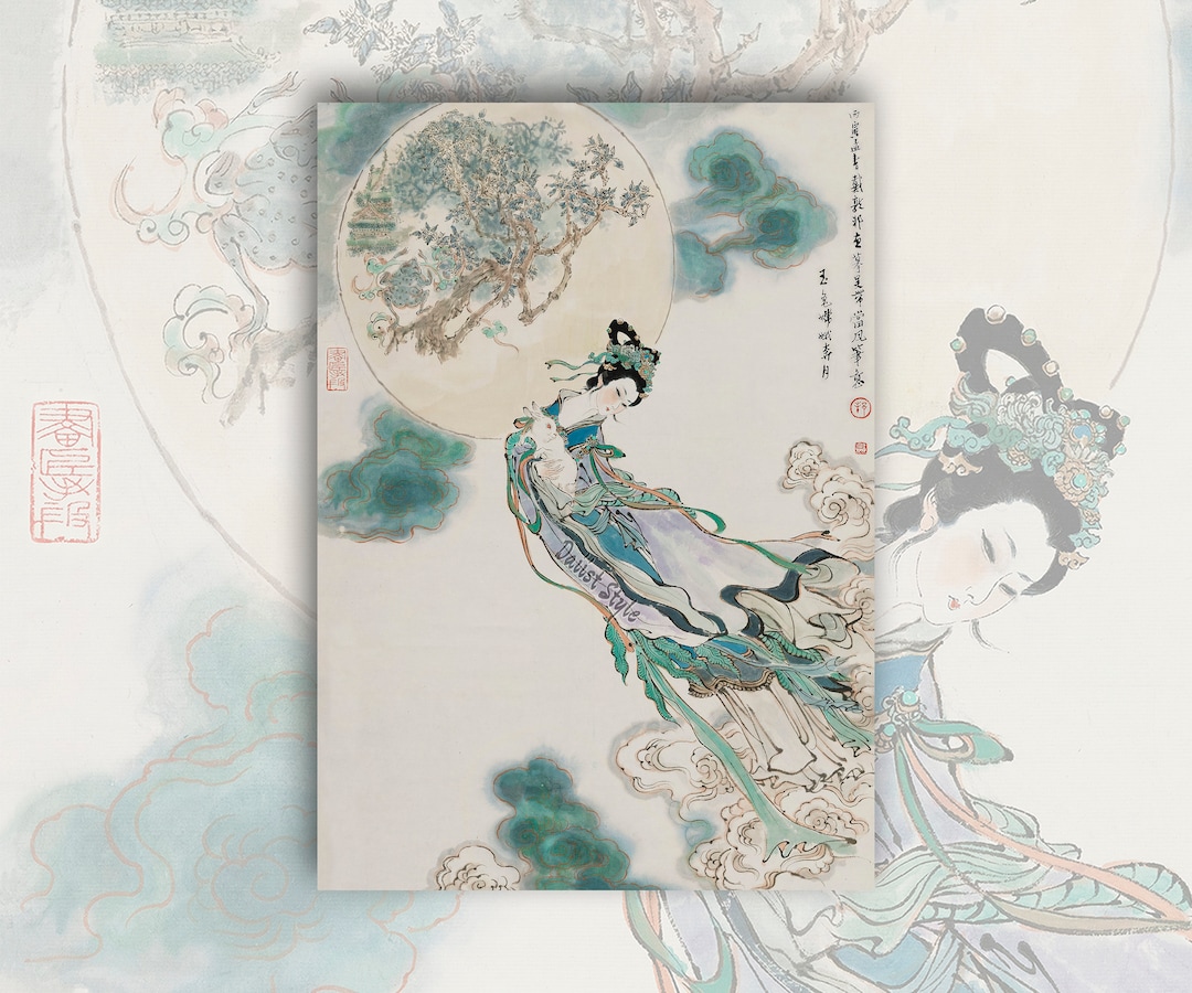 Chang'e Flying to the Moon, Chinese Fine Art Print, Moon Festival, Wall ...