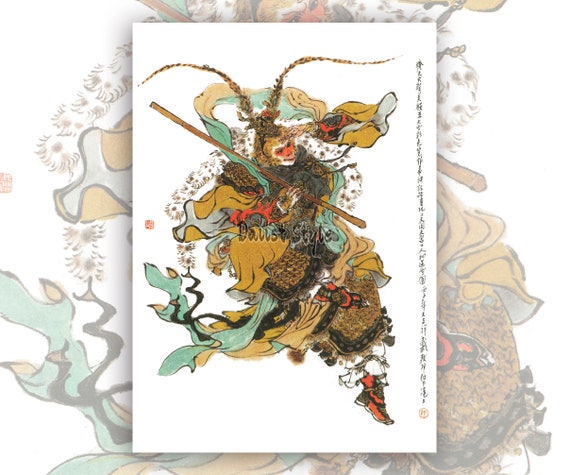 Il Re Scimmia Sun Wukong, Stampa d'arte, Pittura cinese, Arte