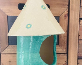 Handmade ceramic birdhouse