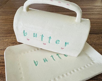 handmade ceramic butter dish round