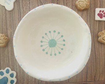 Handmade ceramic dog bowl med