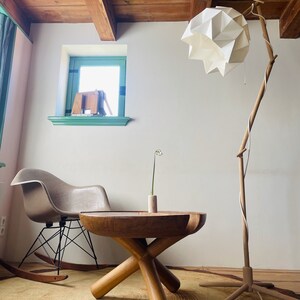 Snowdrop floor lamp, origami and wood design, standing lamp shade image 2