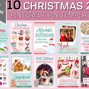 10 Christmas Pinterest Templates | Video Pin Templates | Social Media Templates | Pinterest Marketing | Canva Templates | Pinterest Pins